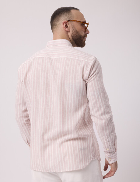 Camisa m/l rayada rosado claro
