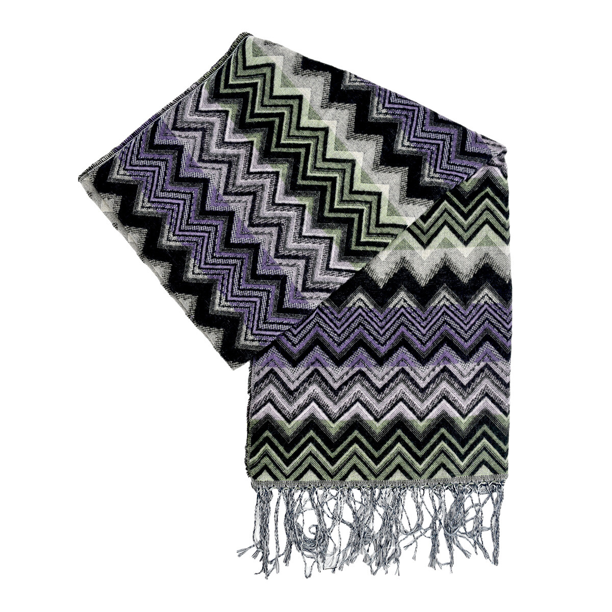 PASHMINA CON DISEÑO ZIG-ZAG CON FLECOS 