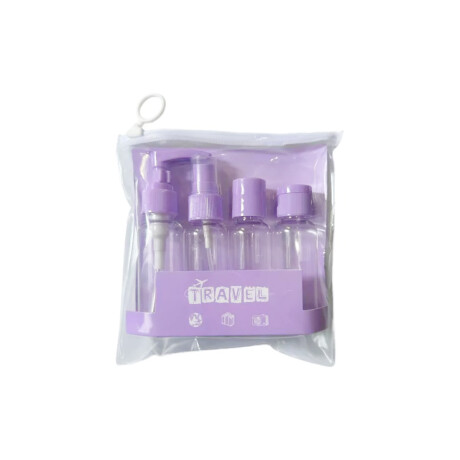 Set de frasquitos para viaje x6 accesorios en estuche Lila
