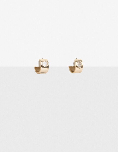 Aros Argollas Strass Aros Argolla Corazón - Dorado