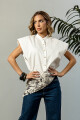 BLUSA C108C/25 AMPLIA MANGAS CORTAS Y CUELLO MAO Natural