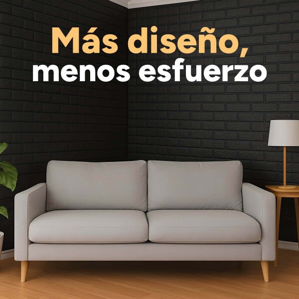 Revestimiento Pared Adhesivo 3d Piedra Ladrillo 500x70cm Diseño Negro