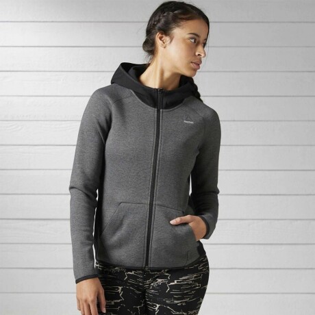 Campera Deportiva Capucha p/ Mujer Reebok Qc Hoodie Training Gris