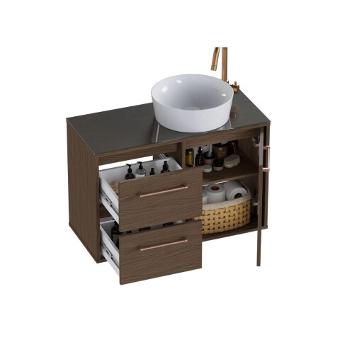 Mueble de baño suspendido Cravo Nogueira 80cm sin bacha Mueble De Baño Suspendido Cravo Nogueira 80cm Sin Bacha