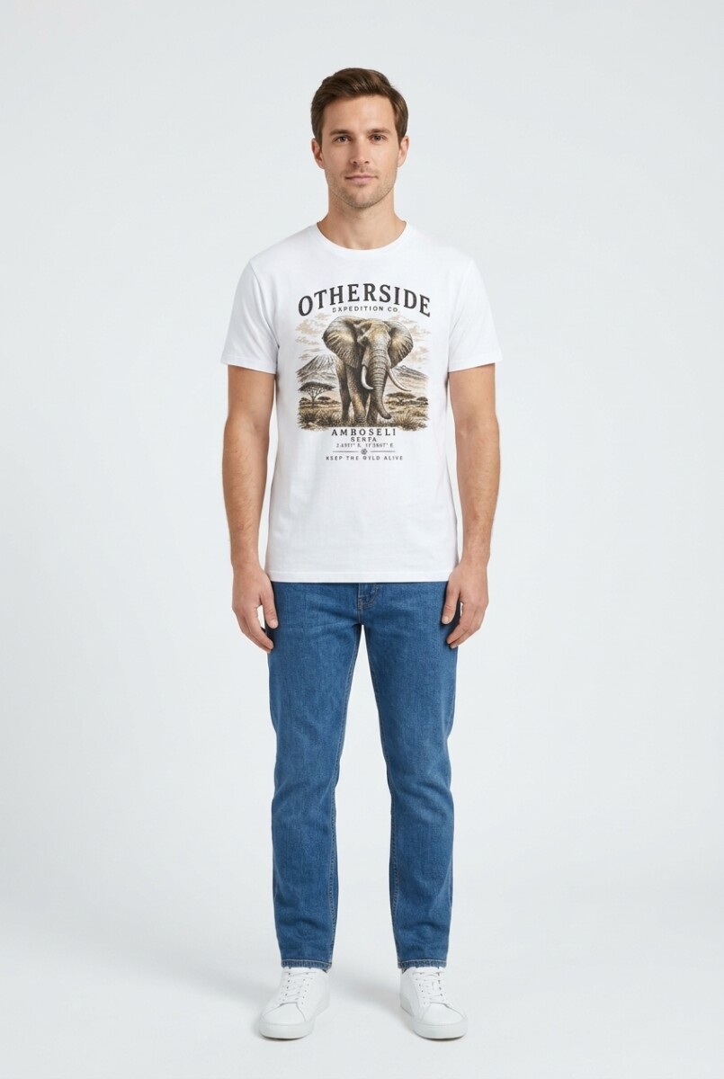 Camiseta estampada Elefante - Blanco 