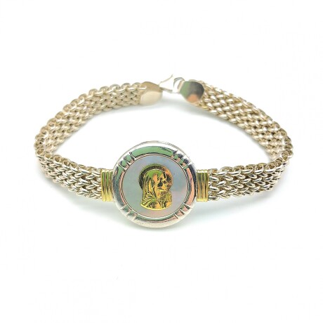 Pulsera de plata 925, double en oro 18 kes, nácar, VIRGEN NIÑA. Pulsera de plata 925, double en oro 18 kes, nácar, VIRGEN NIÑA.