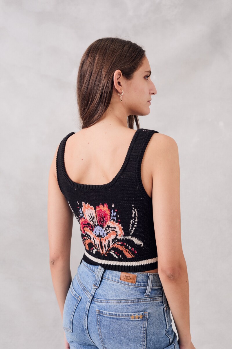 Top Intarsia Negro