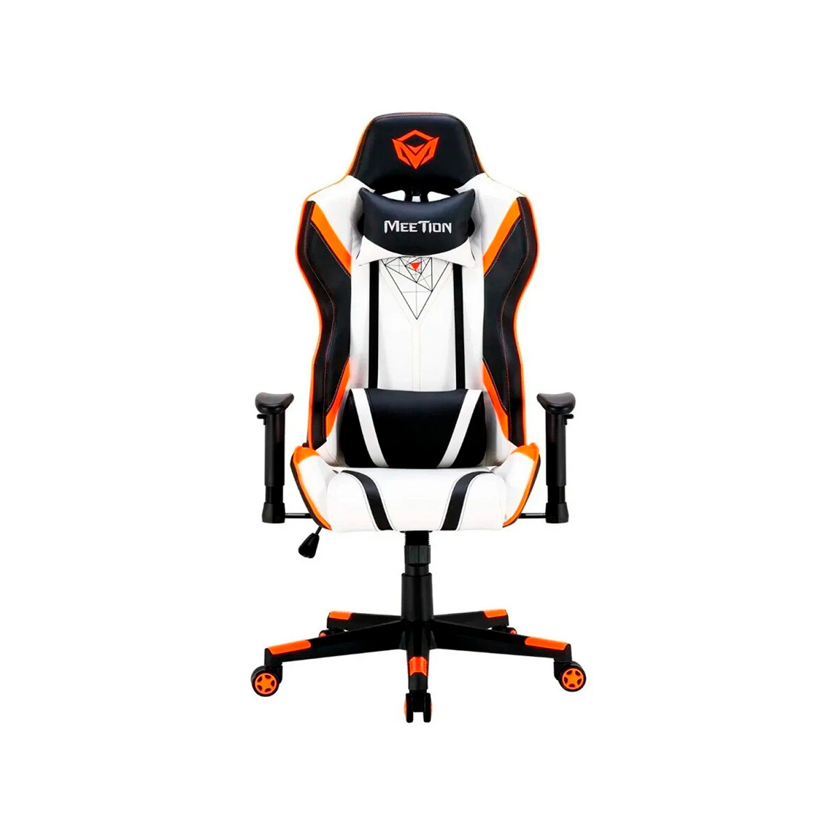 Silla Gamer Meetion Blanco Negro y Naranja Escritorio E-Sport Setup MT-CHR15 