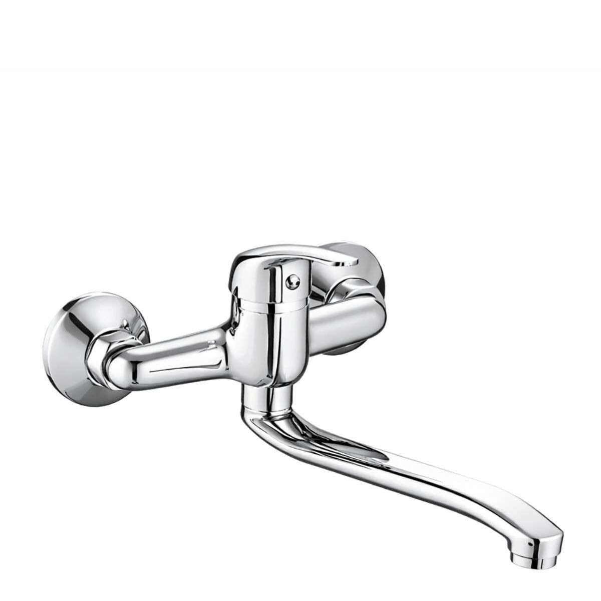 Grifería De Cocina Monocomando De Pared Capri Pico Bajo Cromado 