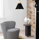 Lampara Colgante De Techo Campana Nordica Metal Madera Negro