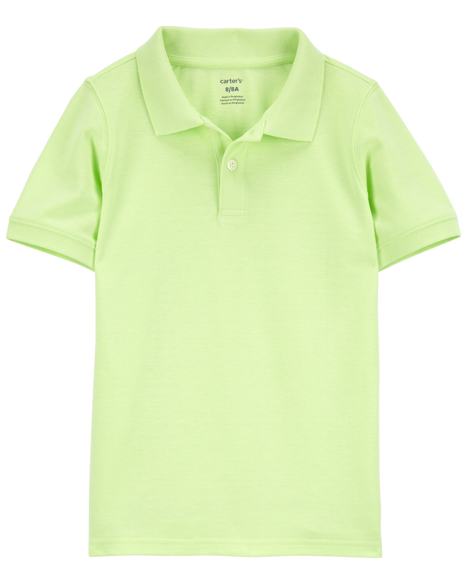 Remera polo de algodón, manga corta, verde lima Sin color