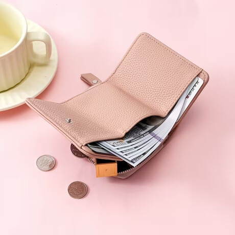 Billetera con monedero grande - 8x10x4cm Beige