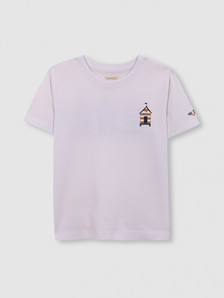 Camiseta Estampado Casitas Blanco
