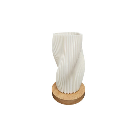 Lámpara veladora Torneada con base en madera - 12x22cm Blanco