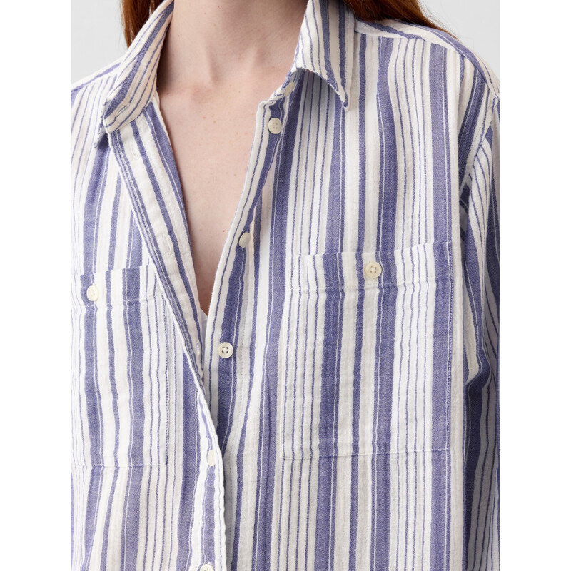 BIG SHIRT - GAUZE BLUE WHITE STRIPE