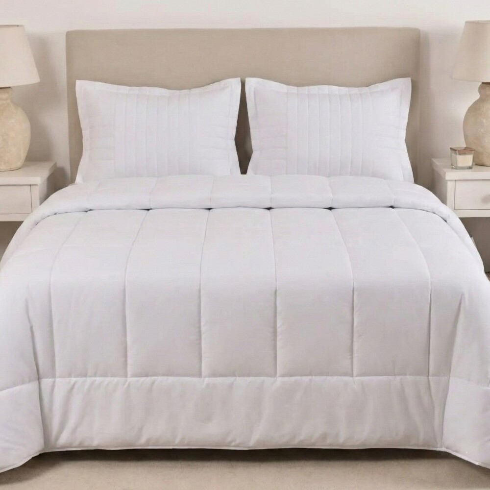 Acolchado mas Fundas Queen - Finezza 400 hilos Blanco