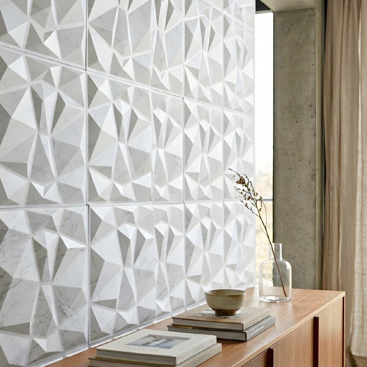 Revestimiento de Pared Panel 3D PVC 50x50 Cm Marmol Claro - Diseño Marmol Claro 