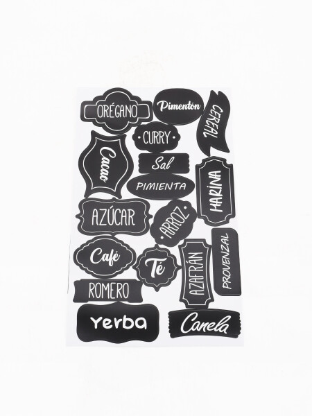 STICKERS PARA FRASCOS COCINA PACK X2 NEGRO