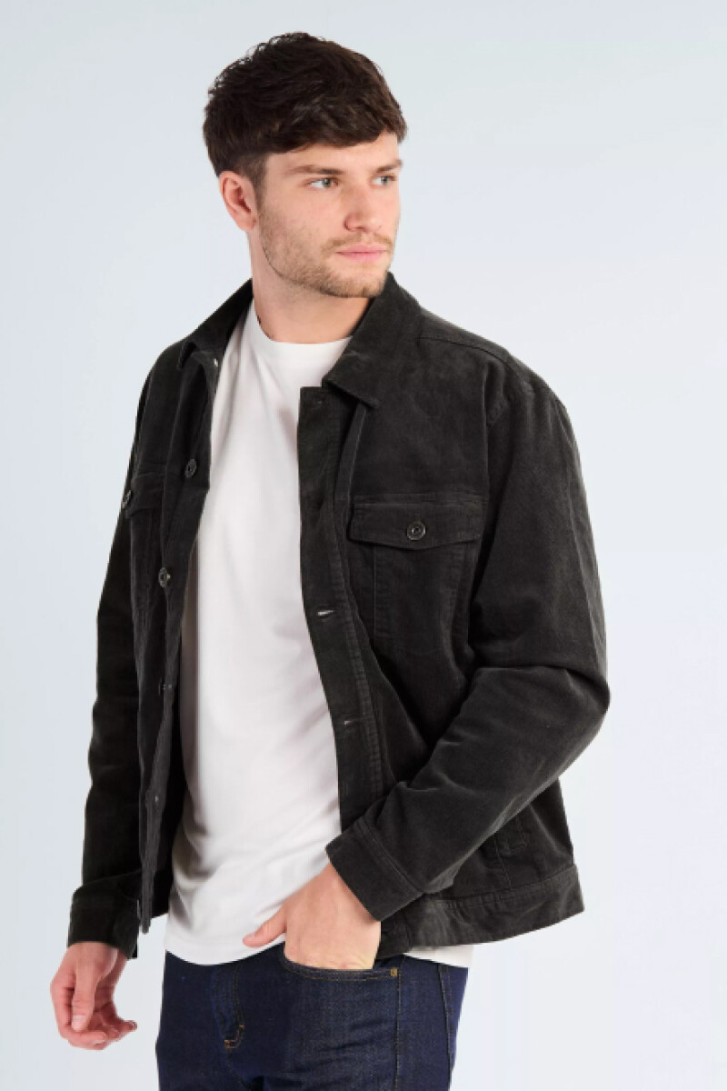 Campera Pana Gris Oscuro