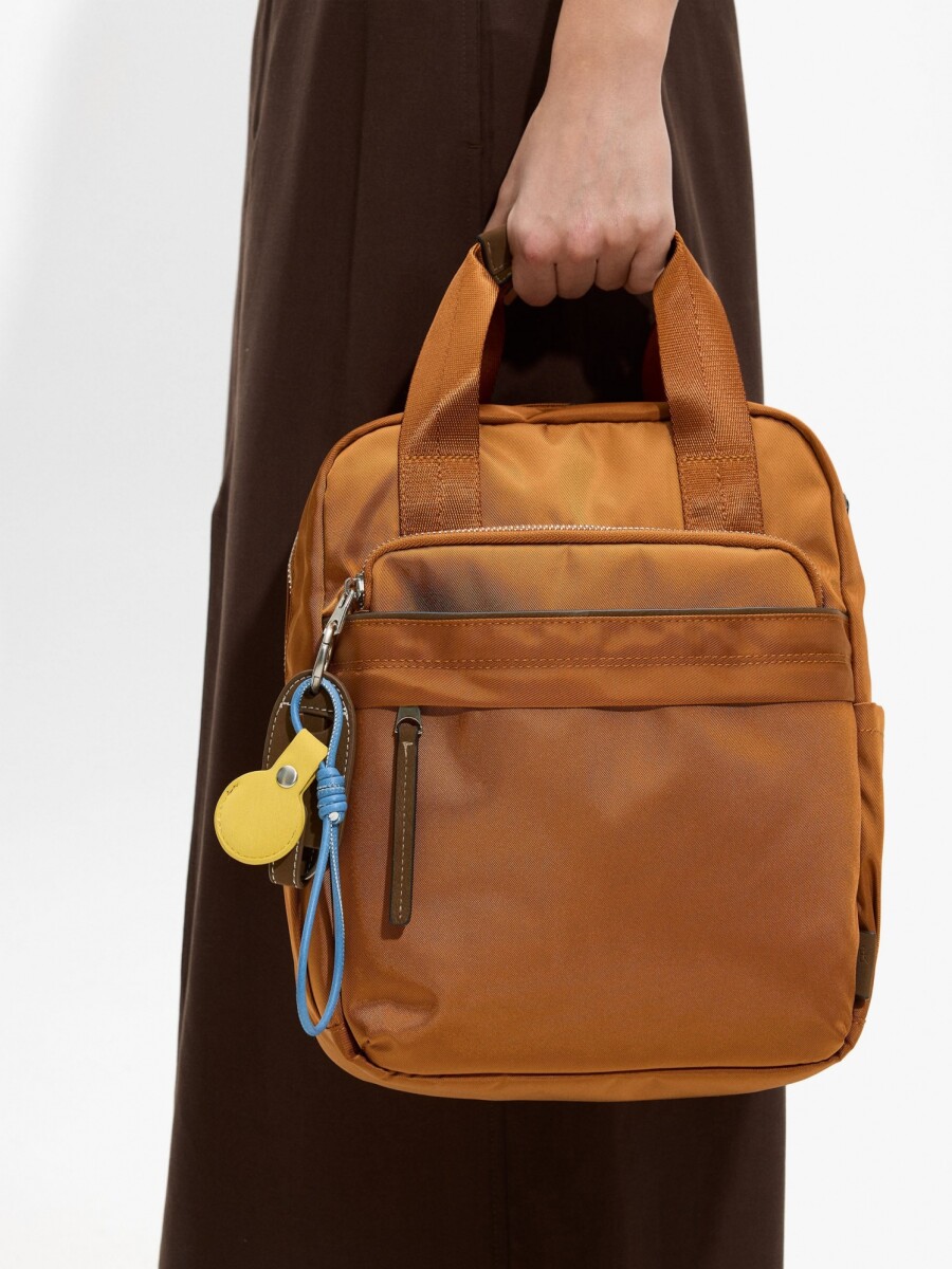 Mochila Básica De Nylon Con Colgante naranja