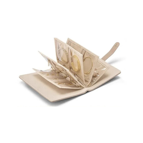Libro joyero organizador para viaje - 15 x 21 cm Beige