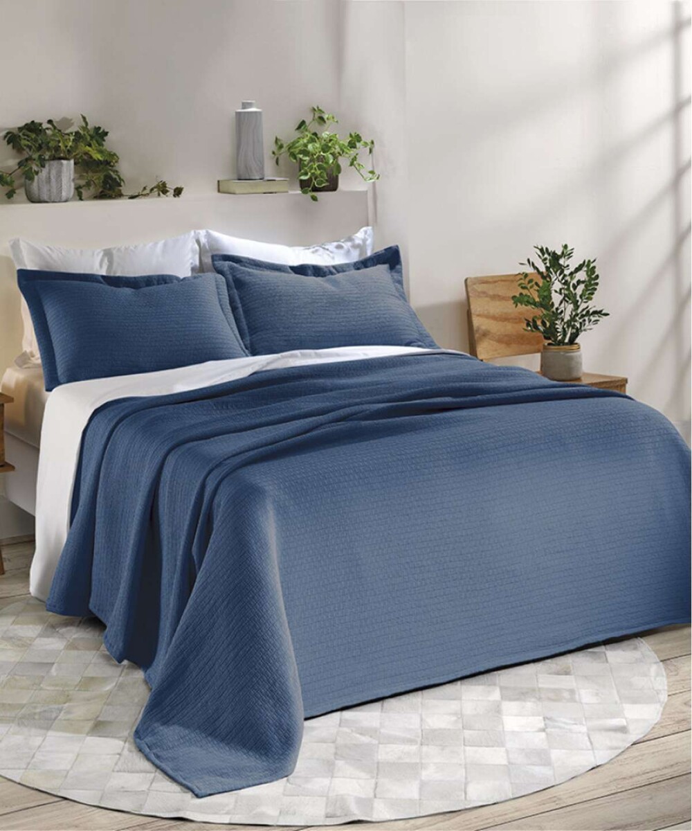 Juego Colcha y Funda Dohler Queen 100% Microfibra - Azul 