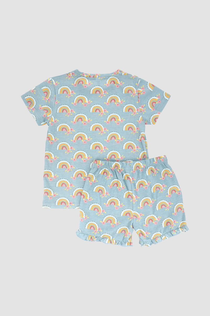 Pijama infantil arco iris Celeste