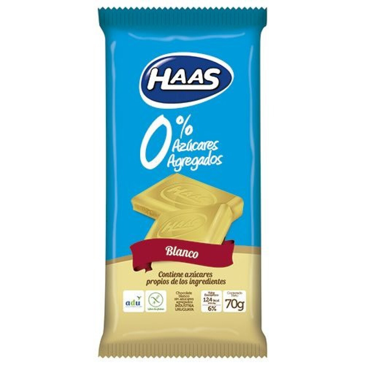 Chocolate Blanco Haas 0% 70 Grs. 