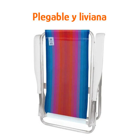 Reposera Silla Reclinable De Playa 8 Posiciones Aluminio Azul/naranja