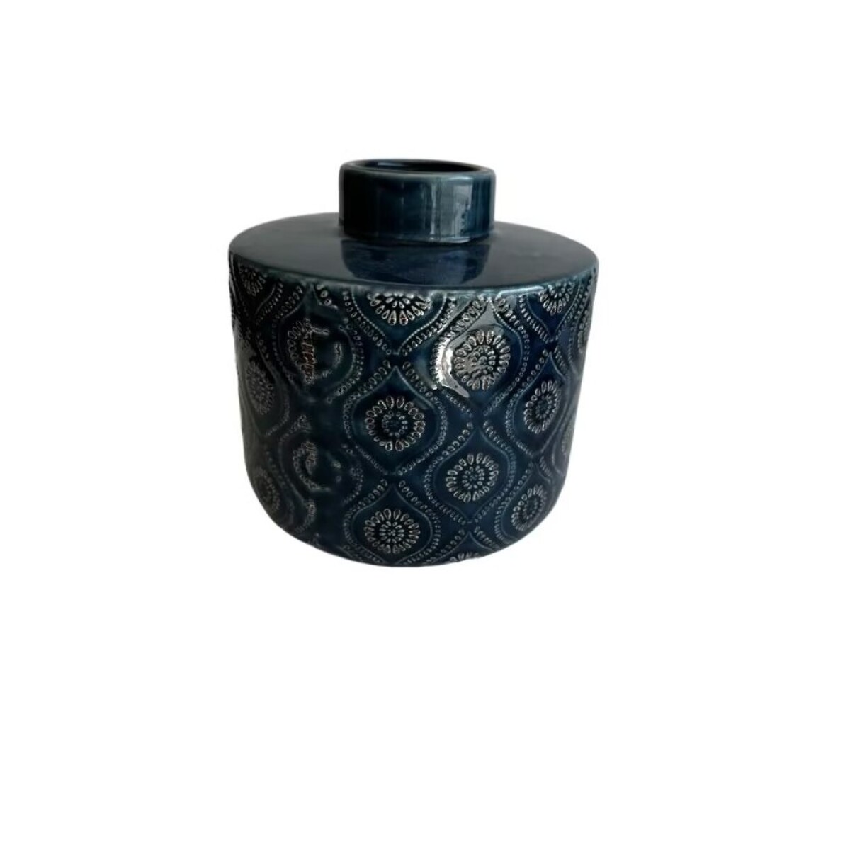 FLORERO ÉTNICO CERÁMICA 17X17X15.5CM AZUL 