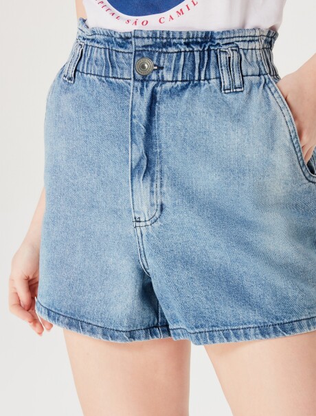 SHORT DE JEAN CON CINTURA ELASTIZADA AZUL
