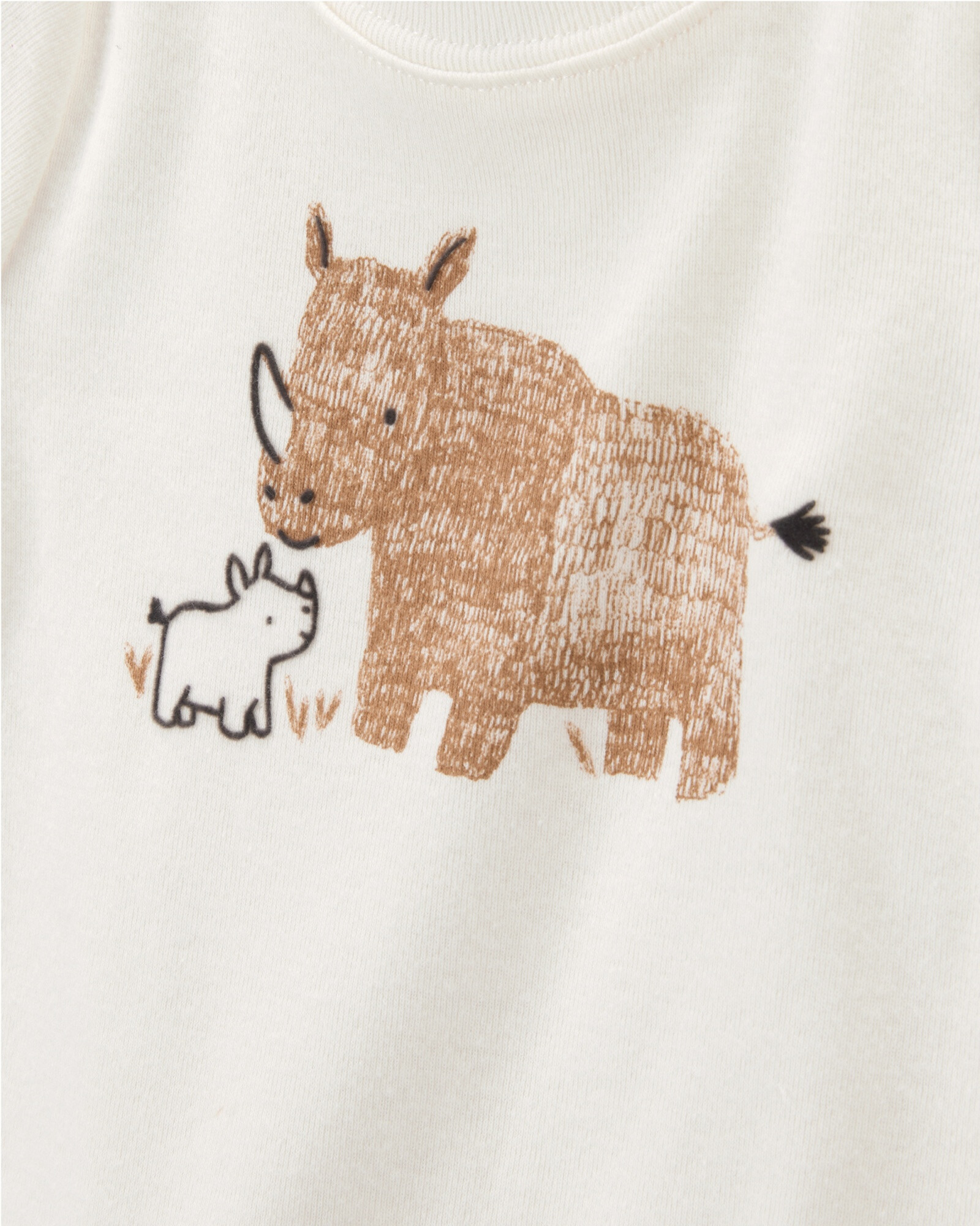 Set dos piezas de algodón, pantalón y body, diseño rinocerontes Set dos piezas de algodón, pantalón y body, diseño rinocerontes