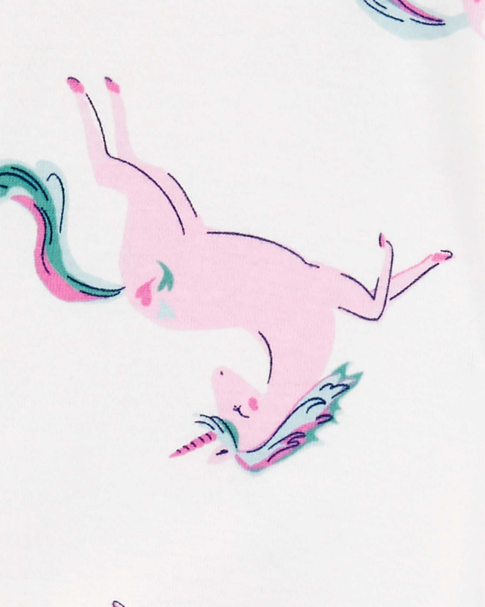 Pijama una pieza de algodón, con pie y diseño unicornio Sin color