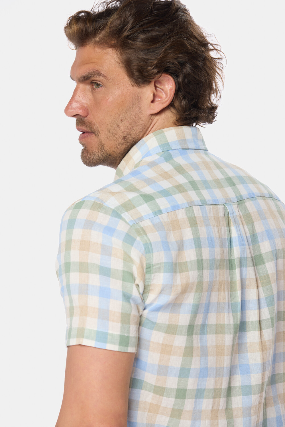 CAMISA DE LINO A CUADROS Verde