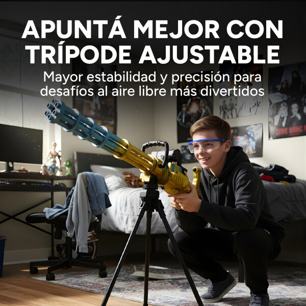 Ametralladora Automática Hidrogel + Trípode Recargable Color Amarillo