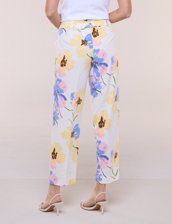 Pantalon Ankle Flores BLANCO/MULTI