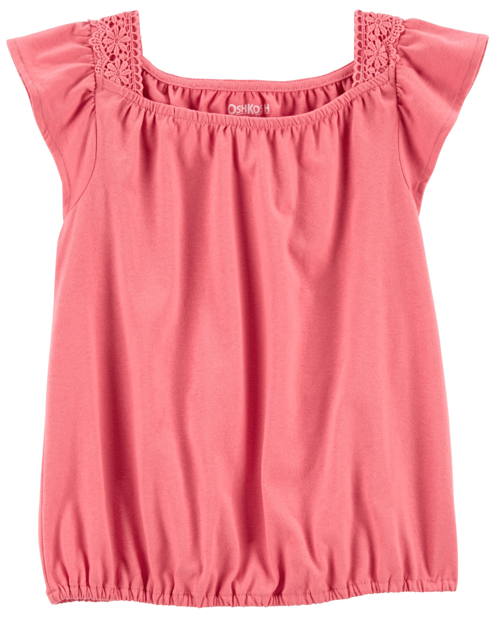 Blusa de algodón mangas con volados y broderie Sin color