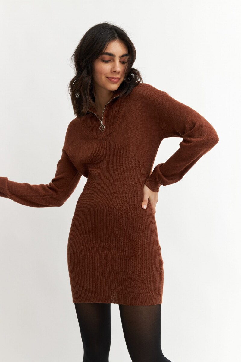 Sweater largo medio - Marron 