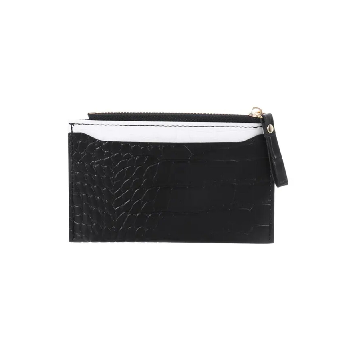 Monedero Croco Tarjetero Bicolor - Negro 