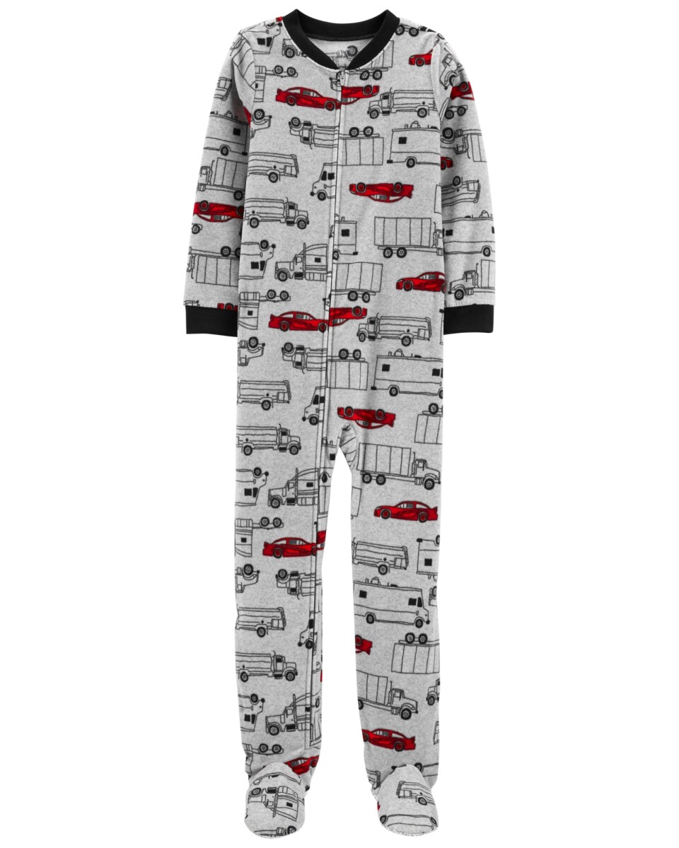 Pijama de micropolar, con pie, diseño autos 