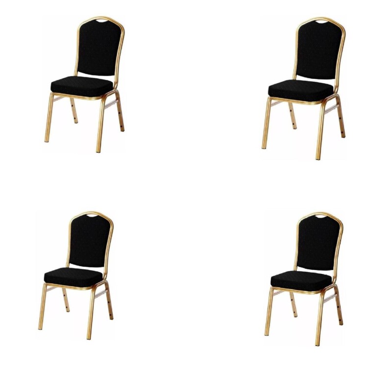 Pack 4 Sillas Hotel Milton Apilables Tapizadas Para Eventos Y Conferencias Negro