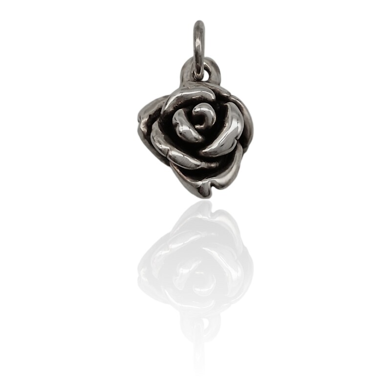 Dije Flor Rosa-Plata Quemada e inflada-Sin Piedra-CP3351 sinpiedra