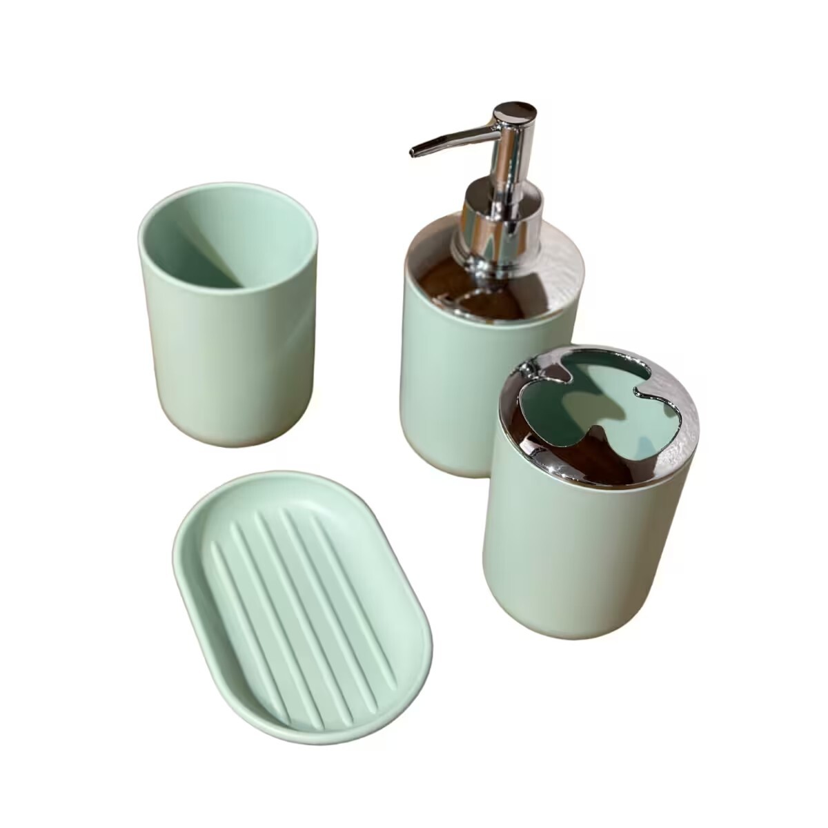 Set De Baño 4 Pz Dispensador-jabonera-porta Cepillos-vaso 