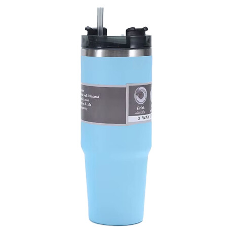 Vaso Térmico con Sorbito Termo Acero Inox 890Ml Frío Calor Celeste