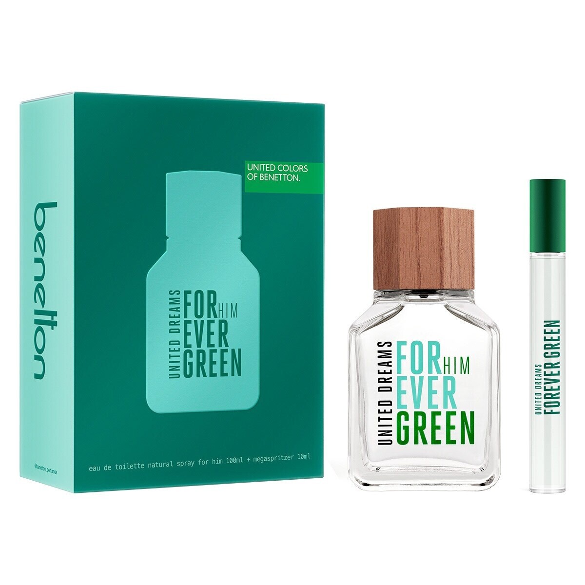 Benetton Estuche de Regalo Forever Green Him - Eau de Toilette 100ml + Miniatura 10ml - Masculino 
