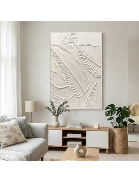 CUADRO CANVAS 60x90cm MARCO PINTURA HOJAS BLANCAS CUADRO CANVAS 60x90cm MARCO PINTURA HOJAS BLANCAS