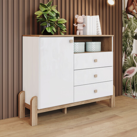 CÓMODA CAJONERA GUARDARROPA 3 CAJONES 1 PUERTA CON NICHO - INFANTIL CÓMODA CAJONERA GUARDARROPA 3 CAJONES 1 PUERTA CON NICHO - INFANTIL