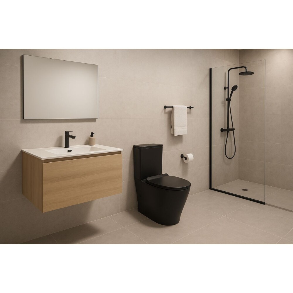 Inodoro largo con mochila VIP Negro Mate 70X36.50X83cm Inodoro Largo Con Mochila Vip Negro Mate 70x36.50x83cm