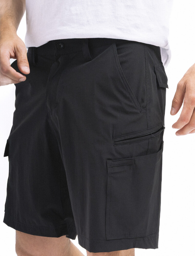 Bermuda Track con Spandex Negro