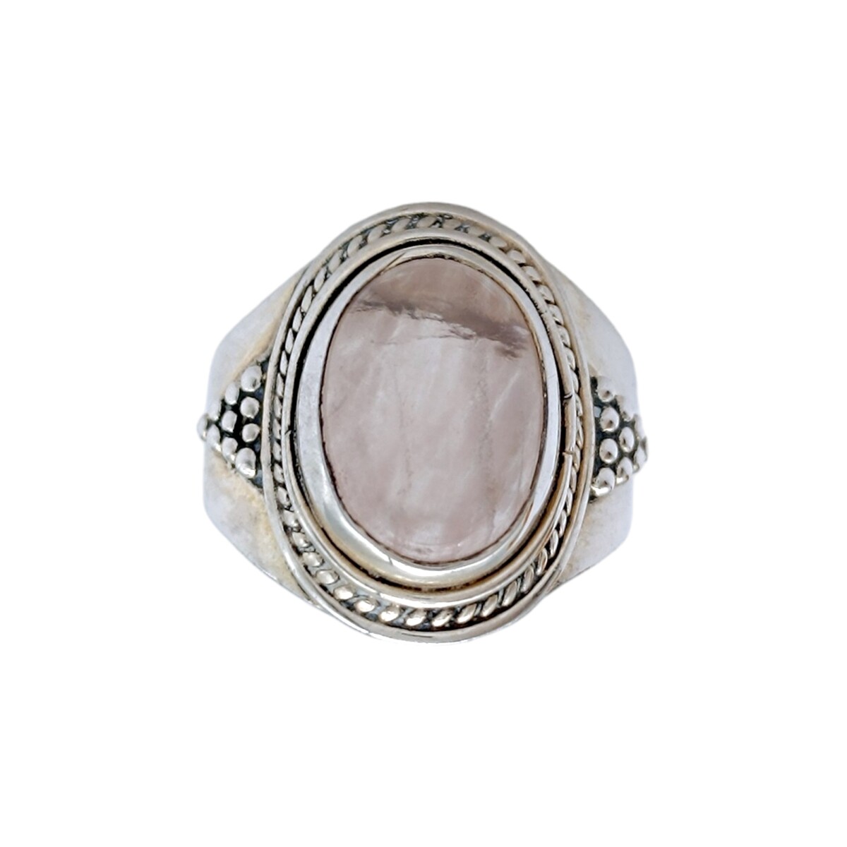 Anillo Oval-Plata 925-Piedra Cuarzo rosa-AN3927 - conpiedra 